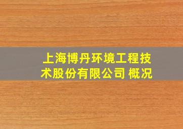 上海博丹环境工程技术股份有限公司 概况